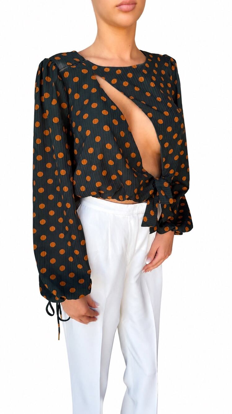 House of Harlow 1960 x REVOLVE Polka Dot Cutout Tie-Front Blouse